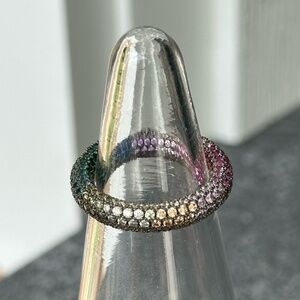AMAZING NIB sz 8 Sayabling multicolor sapphire inside out Pave Eternity ring